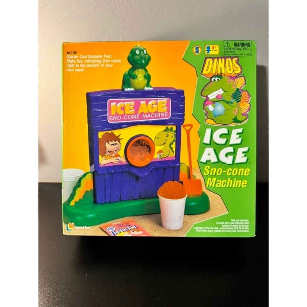 Vintage Lanard Toys Dinos Ice Age Sno-Cone Machine Manual Ice Shaver No. 7125